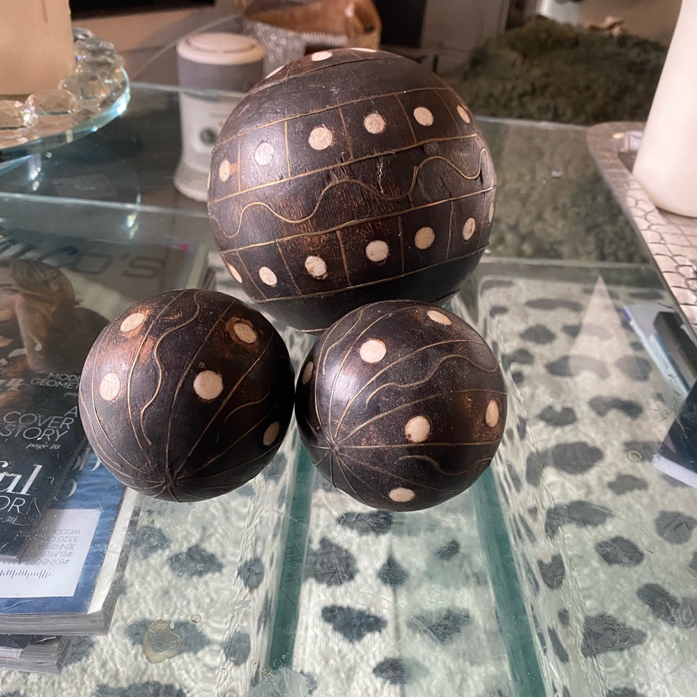 Three decorative balls